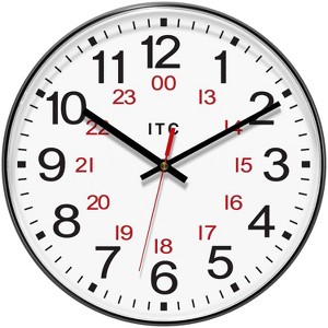 12" Prosaic 24 Hour Wall Clock Black - Infinity Instruments: Modern Analog Indoor Timepiece, Plastic Round Shape - 1 of 4