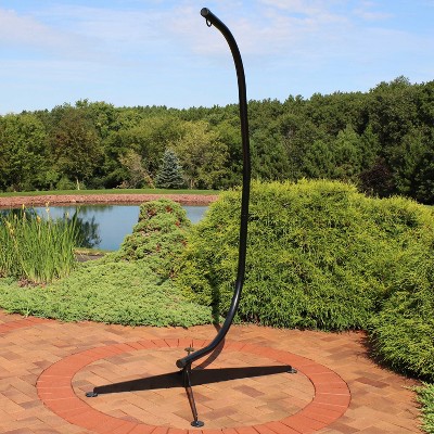Black Powder-Coated Steel C-Stand Hammock Chair Stand