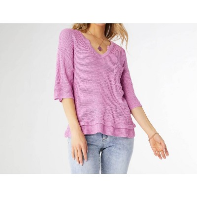 Women's Mavis V-neck Elbow Sleeve Knittop - COCO + CARMEN