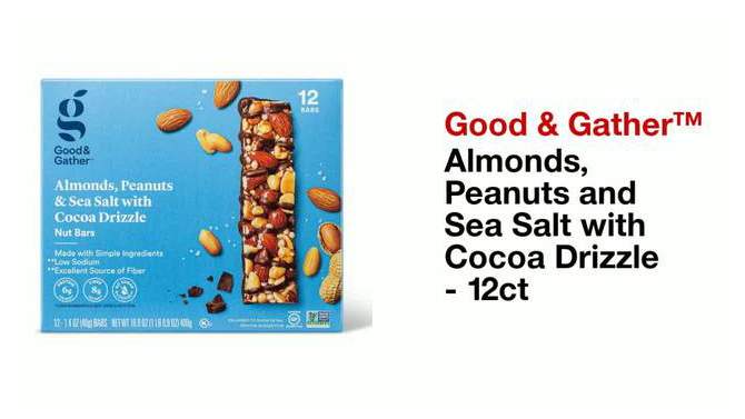 Almonds, Peanuts and Sea Salt with Cocoa Drizzle - 16.9oz/12ct - Good &#38; Gather&#8482;, 2 of 7, play video