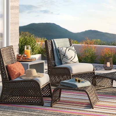 4-Piece Rattan Patio Furniture Sets, Wicker Bistro Patio Set with Ottoman,  Glass Coffee Table, Outdoor Cushioned PE Rattan Wicker Sectional Sofa Set,  Dining Table Sets for Backyard, Q12548 - Walmart.com