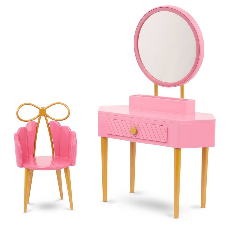 Our Generation Fabulous Fun Pink Vanity Table &#38; Chair Dollhouse Accessory Set for 18&#39;&#39; Dolls, 5 of 9