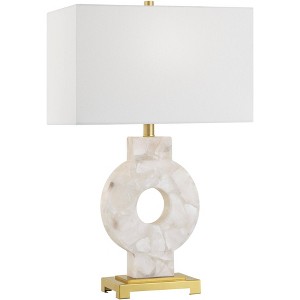 Possini Euro Design Mavi 25 1/2" High Round Modern Table Lamp White Gold Finish Alabaster Marble Stone Single Living Room Bedroom (Colors May Vary) - 1 of 4