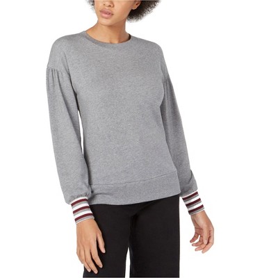 maison Jules Womens Striped Cuff Pullover Sweater