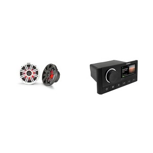 Kicker MS-RA670 Apollo Marin w/ KM65 6.5-Inch (165mm) Marine Coaxial Speakers with 3/4-Inch Tweeters, LED, 4-Ohm, Charcoal and White Grilles , Bund... - 1 of 4