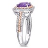 EVERLY JEWELRY | Two-Tone Sterling Silver 1 2/5 CT TGW Cushion Amethyst and 1/6 CT TDW Diamond Halo Ring - 2 of 4