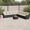 vidaXL Patio Sofa Set with Cushions Outdoor Furniture 10 Piece Poly Rattan - Black and Cream - 2 of 4