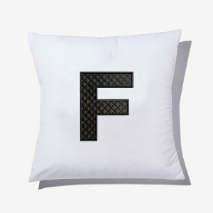 Personalization Mall Black Quilted Velour Initial Embroidered Applique Throw Pillow - 1 of 1