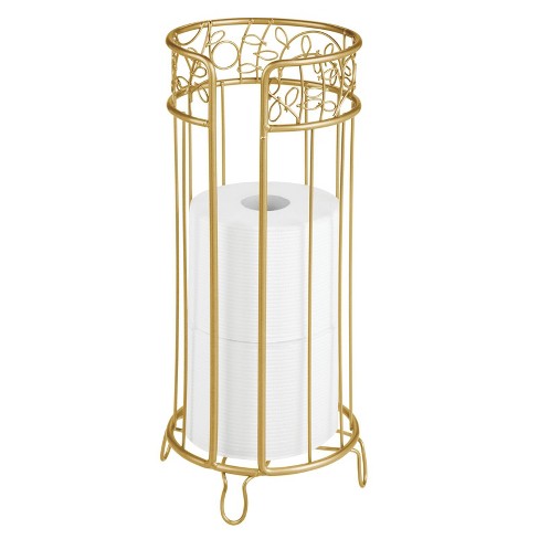 Mdesign Decorative Metal Toilet Paper Storage Holder Stand, 3 Rolls ...