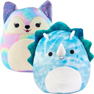 Squishmallows 8" Fox & 10" Dinosaur 2-Squish Rainbow Tie Dye Value Pack- Collectible Soft & Squishy Stuffed Animal Toy Gift Set for Kids, Girls & Boys - 1 of 4