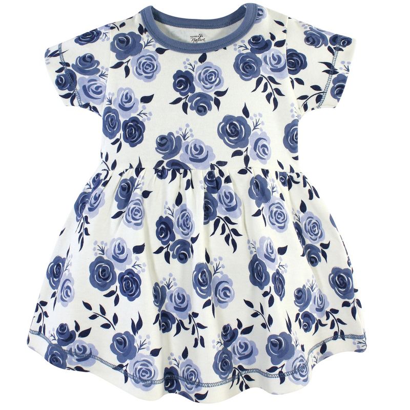 Touched by Nature Baby and Toddler Girl Organic Cotton Short-Sleeve Dresses 2pk, Navy Floral, 4 of 5