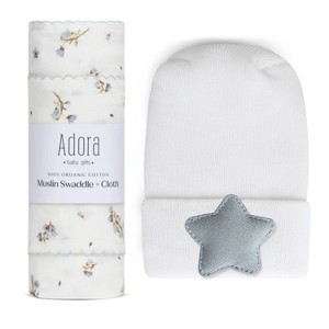 La’dore Organic Baby Swaddle, Burp Cloth & Hospital Hat Set – Soft Muslin Wrap and Newborn Hat – Breathable, Gentle Cotton Baby Essentials - 1 of 4