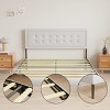 TopComfy Beds Queen Size Iron Platform Bed Frame with Wooden Slats Upholstered Headboard for Bedroom Furniture, White, 83.66"*62.2"*41.34" - 3 of 4