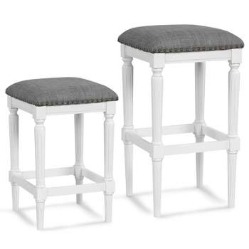 Costway 3 Heights Saddle Stool Set of 2 Square Kitchen Island Stool with Footrests