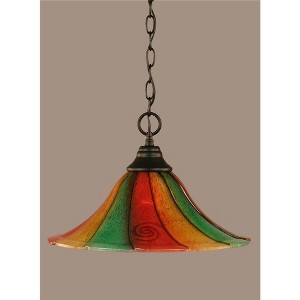Toltec Lighting Any 1 - Light Pendant in  Matte Black with 16" Mardi Gras Shade - 1 of 1