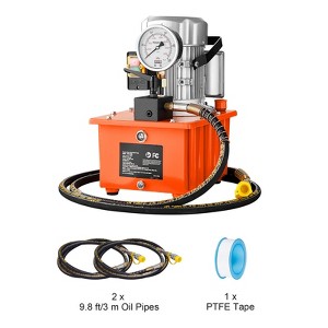 VEVOR Electric Hydraulic Pump, 10000 PSI 750W 110V, 488 in³/8L Capacity, Single Acting Manual Valve, Electric Driven Hydraulic Pump, Orange - 1 of 4