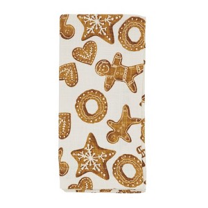 Saro Lifestyle Gingerbread Design Table Napkins (Set of 4), Brown, 20"x20" - 1 of 4
