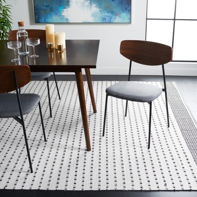 Coastal Charm Black & Ivory Cotton Handwoven Rug - 3x5 Feet