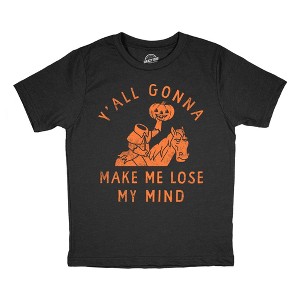 Youth Funny T Shirts Yall Gonna Make Me Lose My Mind Sarcastic Headless Horseman Graphic Novelty Tee For Kids - Crazy Dog Youth T Shirt For Halloween - 1 of 4