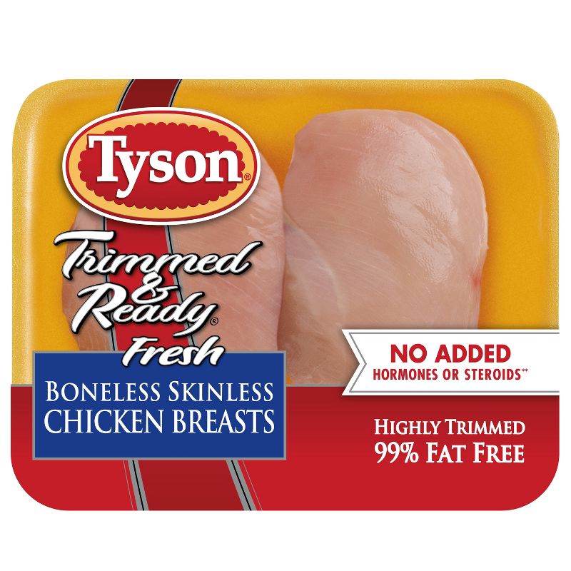 Tyson Trimmed &#38; Ready Boneless &#38; Skinless Chicken Breast - 1-2.11lbs - price per lb, 1 of 7