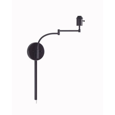 Seven Sleek Oil Rubbed Bronze Swing Arm Wall Lamp with Cream Shade