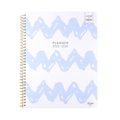 Yoobi 8.5"x11" Peanuts Weekly/Monthly Planner Light Blue Chevron