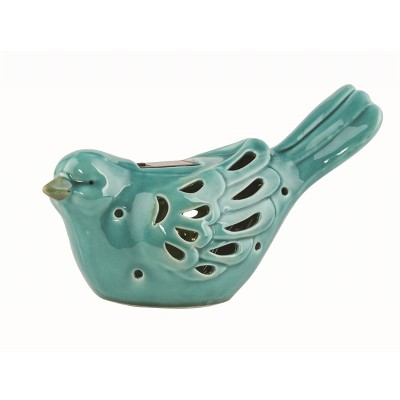 Transpac Resin 9" Green Spring Solar Garden Bird Accent