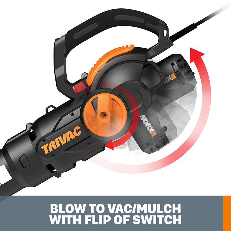 Worx WG512 TRIVAC 12-Amp Electric 3-IN-1 Blower/Mulcher/Yard Vacuum with Leaf Collection System, 4 of 12
