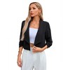 Coolmee Women's 3/4 Sleeve Cropped Blazer Lightweight Open Front Suit Jacket for Business Casual - 2 of 4