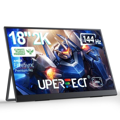 UPERFECT 18 inch 2K 144Hz Portable Monitor with Adjustable Stand, IPS HDR Display, FreeSync, VESA Mount & Dual Speakers for Laptop, Phone, Console, PC