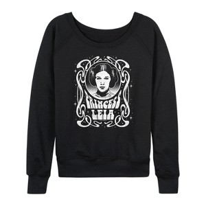 Women's - Star Wars - Princess Leia Art Nouveau Lightweight French Terry Wide Neck Long Sleeve Shirt - 1 of 4