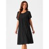 cheibear Women's Cotton Chest Pleat Design Loose Short Sleeve Cozy Nightgowns - 3 of 4