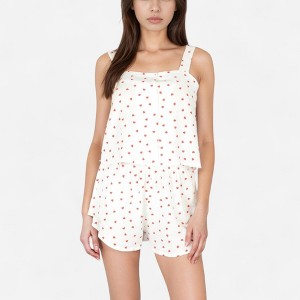 Anna-Kaci Lounge Women's Heart Print Pajama Set with Wide Strap Tank Top and Elastic Waist Shorts - 1 of 4
