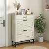 HOMCOM Slim Shoe Cabinet, Industrial Entryway Shoe Storage Cabinet with 2 Flip Drawers, Adjustable Shelves, Top Drawer for 12 Pairs - 2 of 4
