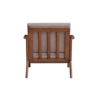 Lide Light Brown Rubberwood Accent Chair with Upholstered Cushions