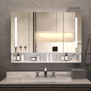 SEVOBAL Bathroom Storage Cabinet Wall Mounted Medicine Cabinet with Hidden Compartments and Defogging Mirror, White, 39.37"*27.56"*5.12" - 1 of 4
