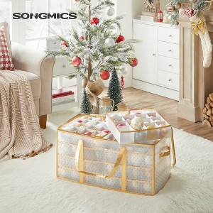 SONGMICS Large Christmas Ornament Storage Boxes, 3-Inch Balls, 8 Trays, 128 Slots, Plastic Christmas Storage Container with Lid - 1 of 4