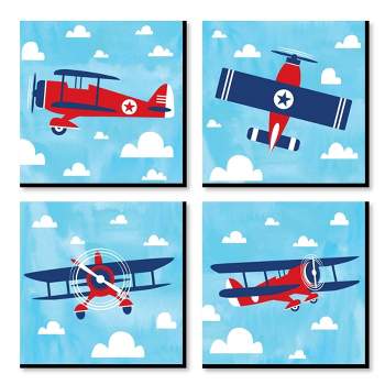 Big Dot of Happiness Taking Flight - Airplane - Vintage Plane Kids Home Decor - 11 x 11 inches Nursery Wall Art - Set of 4 Prints for baby's room
