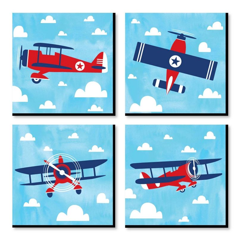 Big Dot of Happiness Taking Flight - Airplane - Vintage Plane Kids Home Decor - 11 x 11 inches Nursery Wall Art - Set of 4 Prints for baby's room, 1 of 9