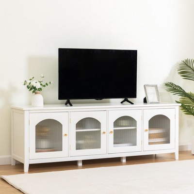 Modern TV Stand for TVs up to 70", Entertainment Center with Metal Handle, TV Storage Cabinet, Media Console Table for Living Room