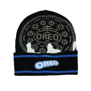 Oreo Dunk Beanie Adult Cookie Embroidered Knit Cuff Beanie Black - 1 of 3