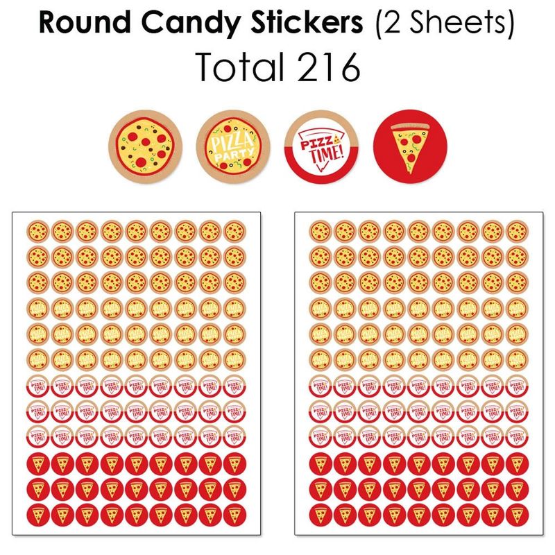 Big Dot of Happiness Pizza Party Time - Baby Shower or Birthday Party Candy Favor Sticker Kit - 304 Pieces, 5 of 9