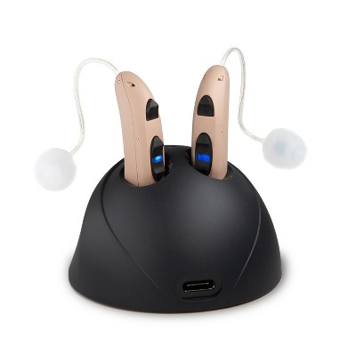 Neosonic NS-MX-RIC-PAIR-2 Receiver In Canal Dual Microphone Quick Recharging Noise Cancelling Hearing Amplifier Pair, Resists Splashes, Beige