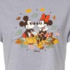 Women's - Disney - Mickey Minnie Leaf Pile Cropped Graphic T-Shirt - 2 of 4
