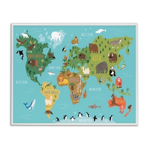 Stupell Industries Country Animals World Map Continents Wildlife Diagram Framed Giclee Art - 1 of 4
