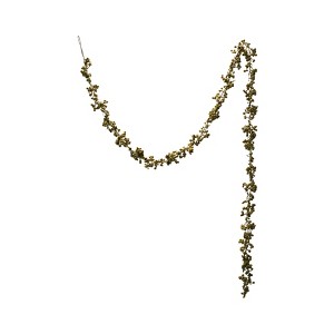 Storied Home Flocked Foam Ball Garland, Mustard Color - 1 of 1