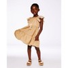Deux par Deux Girl Chambray Dress with Embroidery Golden Beige - 2 of 4