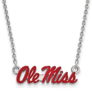 Black Bow Jewelry Sterling Silver Mississippi Rebels NCAA Necklace 18 Inch - 1 of 4