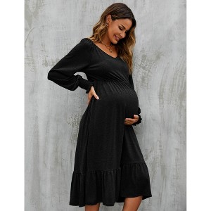 fitted lace wedding dress Harlow Elegant V Neck Ruffles Long Sleeve Maternity Dress for Photosho