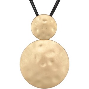 Leather and Wood Necklace Chunky Circle Pendant Boho Jewelry for Women - 1 of 4